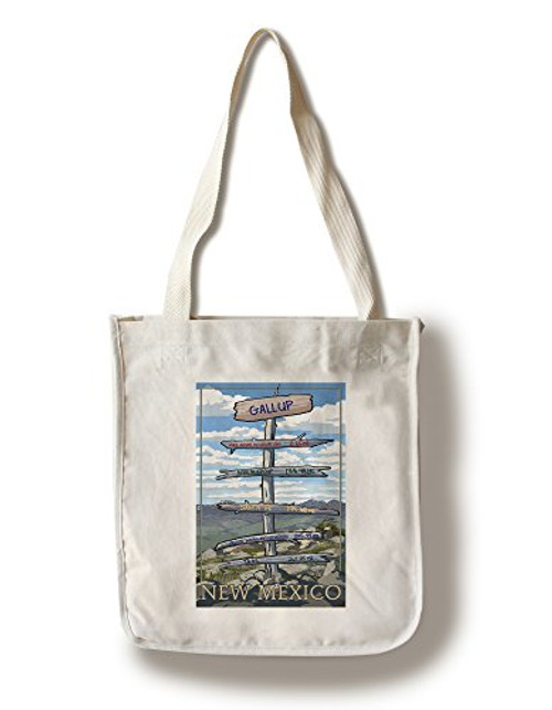 Lantern Press Gallup New Mexico Destination Signpost -100 percent Cotton Tote Bag Reusable- Lantern Press Gallup New Mexico Destination Signpost -100 percent Cotton Tote Bag Reusable-
