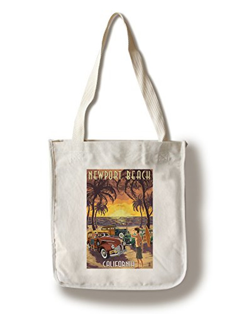 Lantern Press Newport Beach California Woodies and Sunset -100 percent Cotton Tote Bag Reusable- Lantern Press Newport Beach California Woodies and Sunset -100 percent Cotton Tote Bag Reusable-
