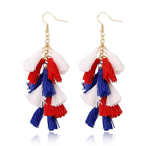 MTSCE USA American Flag Dangle Drop Rhinestone Earrings for Women Patriotic 4th of July Independence Day Gift Red White Blue Bead Earrings Mother's Day Gift MTSCE USA American Flag Dangle Drop Rhinestone Earrings for Women Patriotic 4th of July Independence Day Gift Red White Blue Bead Earrings Mother's Day Gift