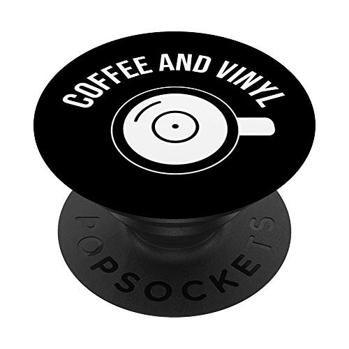 Vintage Retro Turntable Record Collector Coffee And Vinyl PopSockets Grip and Stand for Phones and Tablets