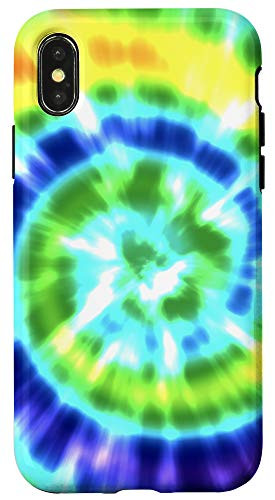 iPhone X-XS Tie Dye Retro Rainbow Swirl Pattern Paint Case