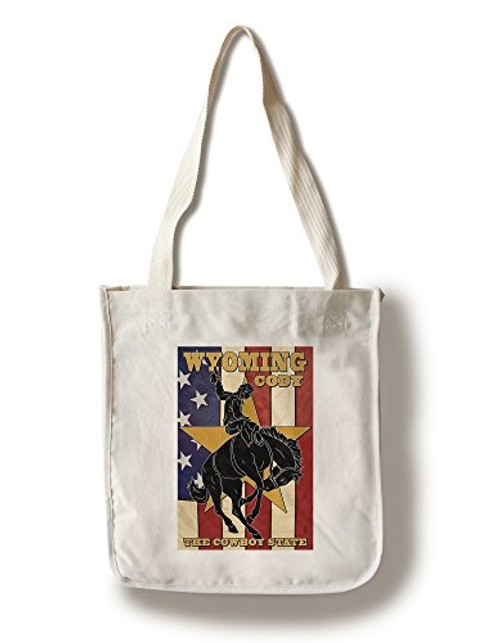 Lantern Press Cody Wyoming Bucking Bronco -100 percent Cotton Tote Bag Reusable- Lantern Press Cody Wyoming Bucking Bronco -100 percent Cotton Tote Bag Reusable-