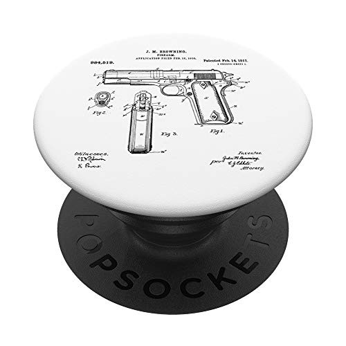 1911 2nd Amendment John Browning Gun Patent PopSockets PopGrip- Swappable Grip for Phones  and  Tablets