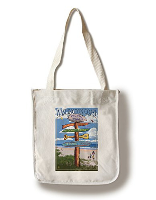 Lantern Press Pacific Beach Washington Washington Coast Signpost Destinations -100 percent Cotton Tote Bag Reusable- Lantern Press Pacific Beach Washington Washington Coast Signpost Destinations -100 percent Cotton Tote Bag Reusable-
