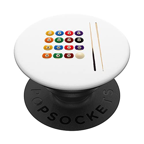 Billiards Ball Cue Rack Funny Pool Stick Billiard Player PopSockets PopGrip- Swappable Grip for Phones  and  Tablets