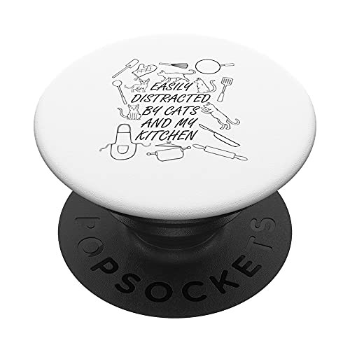 Cats and Kitchen Funny Baking Hobby Chef PopSockets PopGrip- Swappable Grip for Phones  and  Tablets