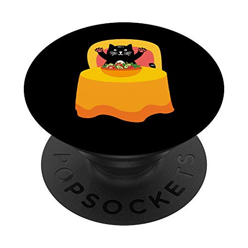 Funny Cat At Table Eating Love Cats Cat PopSockets Grip and Stand for Phones and Tablets