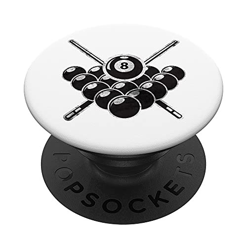 Billiards 8 Ball Cue Rack Funny Pool Billiard Player PopSockets PopGrip- Swappable Grip for Phones  and  Tablets