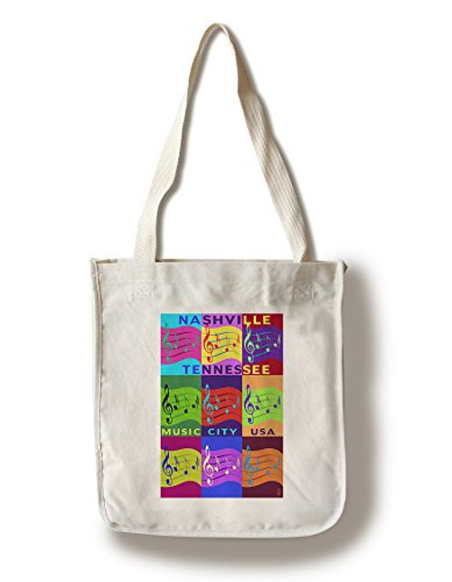 Lantern Press Nashville Tennesseee Music Note Pop Art -100 percent Cotton Tote Bag Reusable- Lantern Press Nashville Tennesseee Music Note Pop Art -100 percent Cotton Tote Bag Reusable-