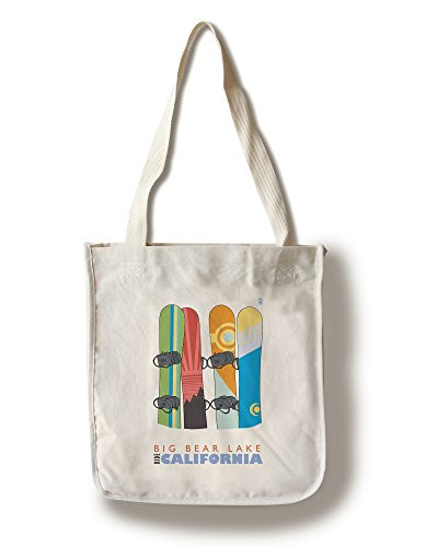 Lantern Press Big Bear Lake California Snowboards in Snow -100 percent Cotton Tote Bag Reusable-