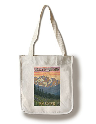 Lantern Press Big Timber Montana Spring Flowers -100 percent Cotton Tote Bag Reusable-