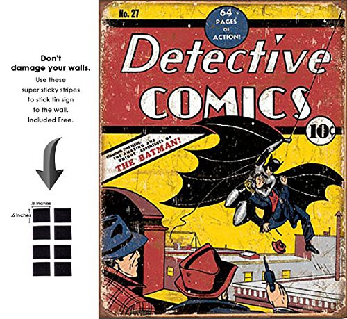 Shop72 Tin Sign DC Comic Series Metal Tin Sign Retro Vintage - with Sticky Stripes No Damage to Walls