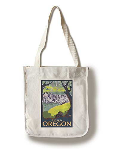 Lantern Press Beaver Family Bend Oregon -100 percent Cotton Tote Bag Reusable-