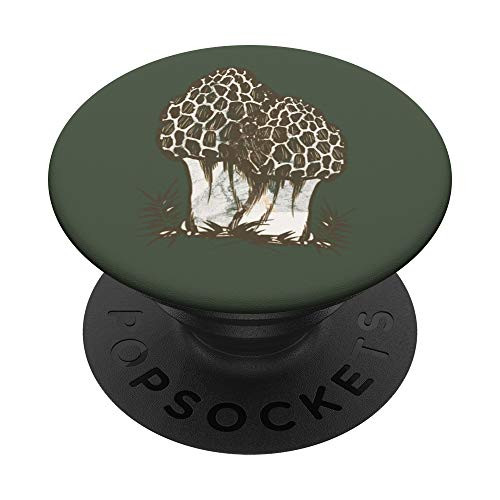 Wild Mushroom PopSockets Grip with morel mushroom PopSockets PopGrip- Swappable Grip for Phones  and  Tablets