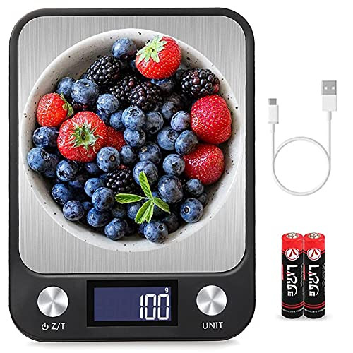 Digital Kitchen Scale 22lb-10kg Food Scale with LCD Display 7 Units with Tare Function Weight Grams and Oz for Cooking-Baking 1g-0.1oz Precise Graduation USB Charging Digital Kitchen Scale 22lb-10kg Food Scale with LCD Display 7 Units with Tare Function Weight Grams and Oz for Cooking-Baking 1g-0.1oz Precise Graduation USB Charging