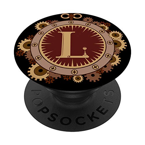 Steampunk Monogram Letter L PopSockets PopGrip- Swappable Grip for Phones  and  Tablets
