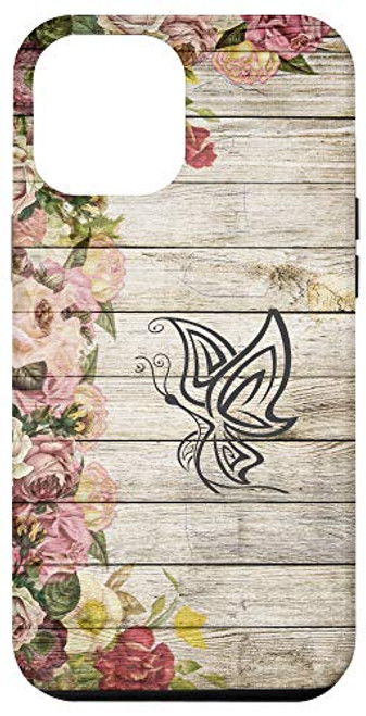 iPhone 12 Pro Max Rustic Farmhouse Panels Butterfly Roses Woodgrain Shiplap Case iPhone 12 Pro Max Rustic Farmhouse Panels Butterfly Roses Woodgrain Shiplap Case