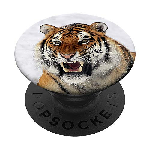 Angry Tiger Roaring Tiger Big Wild Cat Animal Gift Idea PopSockets Grip and Stand for Phones and Tablets