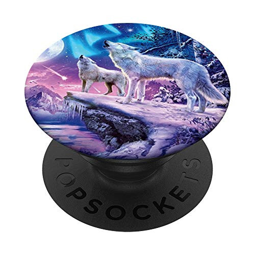White Wolves Howling at Moon Northern Lights Pretty Wolf PopSockets Grip and Stand for Phones and Tablets White Wolves Howling at Moon Northern Lights Pretty Wolf PopSockets Grip and Stand for Phones and Tablets