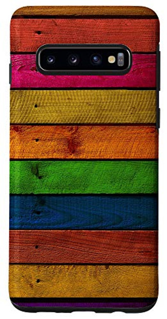 Galaxy S10 Retro Rustic Farmhouse Panel Rainbow Color Woodgrain Shiplap Case Galaxy S10 Retro Rustic Farmhouse Panel Rainbow Color Woodgrain Shiplap Case