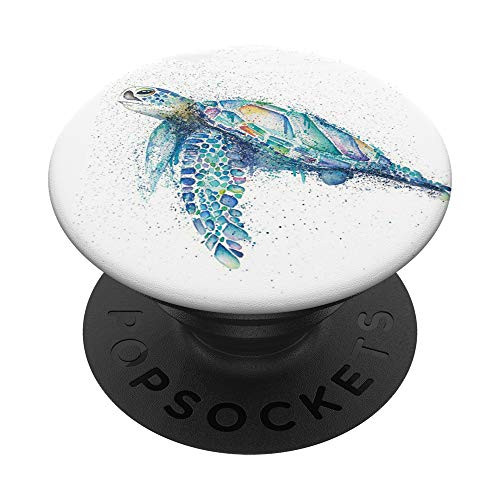 Blue Sea Turtle painting art PopSockets PopGrip- Swappable Grip for Phones  and  Tablets