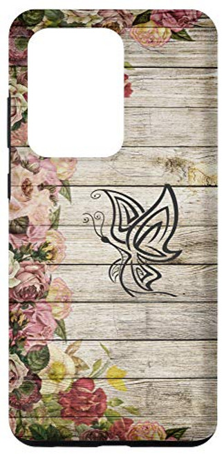 Galaxy S20 Ultra Rustic Farmhouse Panels Butterfly Roses Woodgrain Shiplap Case Galaxy S20 Ultra Rustic Farmhouse Panels Butterfly Roses Woodgrain Shiplap Case