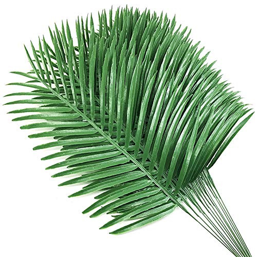 HANDIC 12pcs Artificial Palm Tree Leaves Tropical Plant Outdoor UV Resistant Faux Fake Palm Frond Plants Greenery Flowers for Home Kitchen Party Arrangement Wedding Decoration HANDIC 12pcs Artificial Palm Tree Leaves Tropical Plant Outdoor UV Resistant Faux Fake Palm Frond Plants Greenery Flowers for Home Kitchen Party Arrangement Wedding Decoration