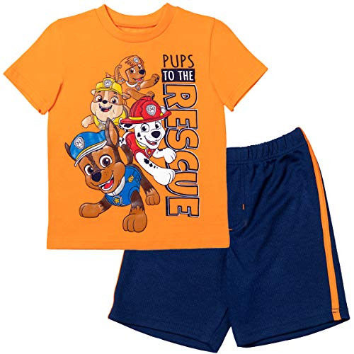 Nickelodeon Paw Patrol Chase Marshall Rubble Toddler Boys T-Shirt  and  Shorts Set 5T Blue-Orange