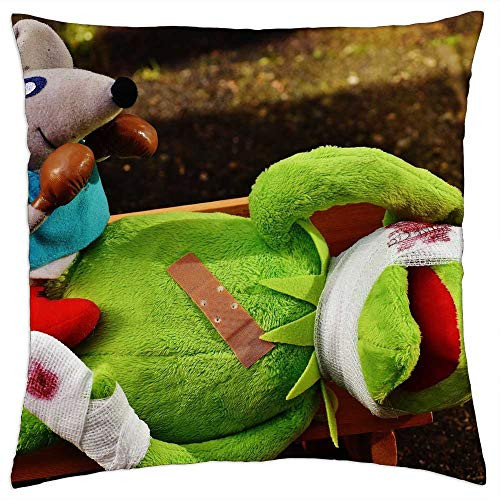 LESGAULEST Throw Pillow Cover -18x18 inch- - Kermit Mouse Stuffed Animal Boxing Match Injured 4