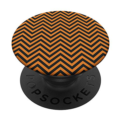 Orange and Black Chevron Stripes Pattern Design PopSockets PopGrip- Swappable Grip for Phones  and  Tablets