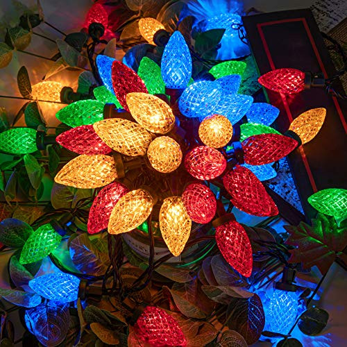 AWQ 100LED 33 FT C6 Christmas String Lights Plug in Fairy Twinkle String Lights 8 Modes Timer Function Waterproof Extendable for Indoor Outdoor Wedding Party Christmas Decoration -100 Multicolor-