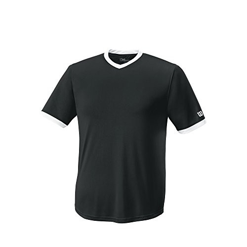 Wilson Mens Wilson S303 Performance V-Neck Tech Tee - Adult Black Medium