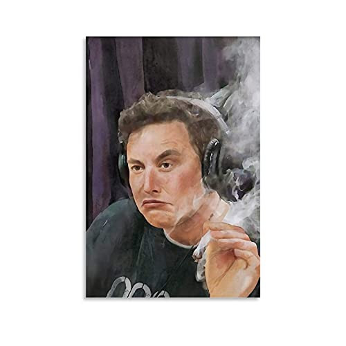 Jazzco Elon Musk Smoking Poster Wall Art Decor Canvas Print Poster for Bathroom Bedroom Pictures Unframed-Frameable 12x18inch-30x45cm-