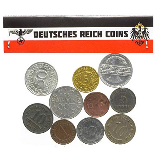 10 DEUTSCHES Reich Coins 1871-1945- German Empire Weimar Nazi Germany WWI WW2. Collectible Coins Old Coins for Your Coin Album Coin Bank OR Coin Holders 10 DEUTSCHES Reich Coins 1871-1945- German Empire Weimar Nazi Germany WWI WW2. Collectible Coins Old Coins for Your Coin Album Coin Bank OR Coin Holders