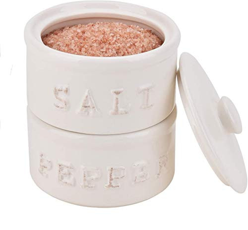 Ceramic Pantryware Vintage Salt and Pepper Stack Cellar farmhouse style for Himalayan Kosher and Sea Salts Salt Pig