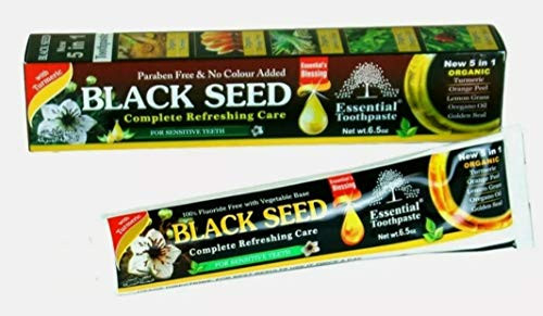 Essential Palace Organic Black Seed Toothpaste 100 percent Fluoride Free  and  Vegetable Base -3pack- 6.5oz for Sensitive Teeth
