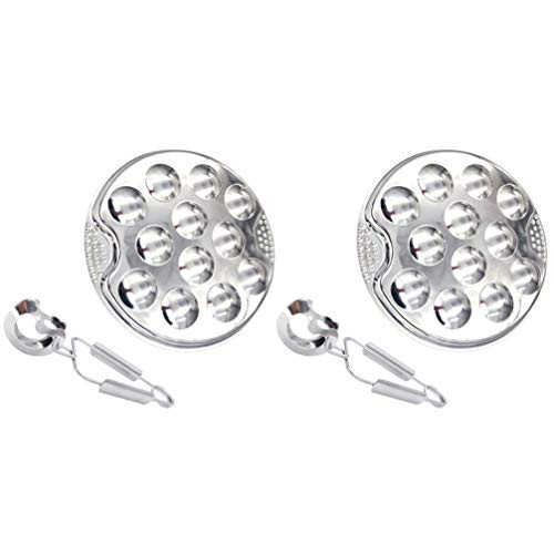DOITOOL 2 Sets Escargot Dish Stainless Steel Snail Escargot Plate 12 Holes with Escargot Tong for Kitchen Restaurant DOITOOL 2 Sets Escargot Dish Stainless Steel Snail Escargot Plate 12 Holes with Escargot Tong for Kitchen Restaurant