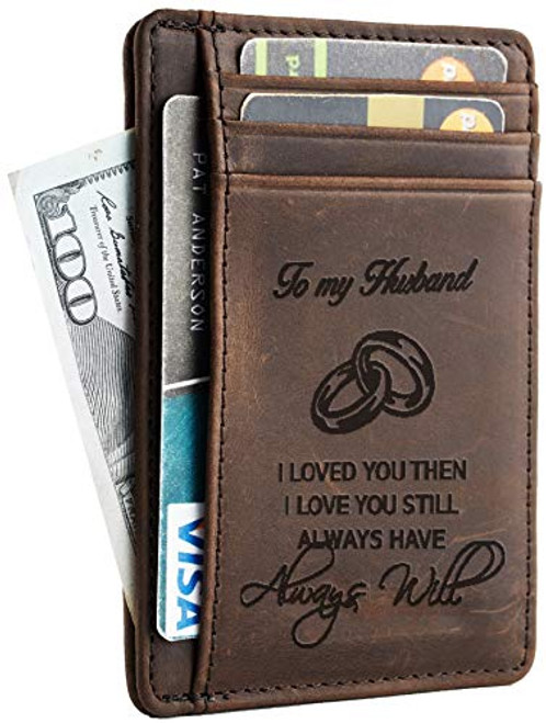 Toughergun Wife To Husband Gift Best Anniversary Christmas Birthday Gifts Slim Wallet-Wife to Husband Hunter Coffee-