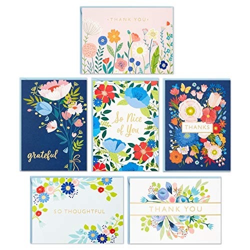 Hallmark Thank You Cards Assortment Folk Art Flowers -36 Thank You Notes with Envelopes-