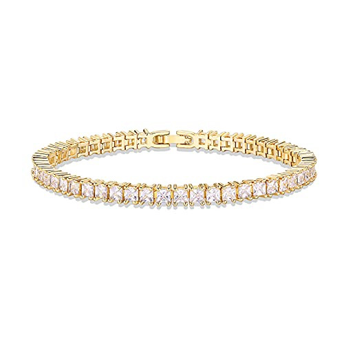 PAVOI 14K Gold Plated Cubic Zirconia Classic Tennis Bracelet - Yellow Gold Bracelets for Women - 3mm CZ 7 Inches PAVOI 14K Gold Plated Cubic Zirconia Classic Tennis Bracelet - Yellow Gold Bracelets for Women - 3mm CZ 7 Inches