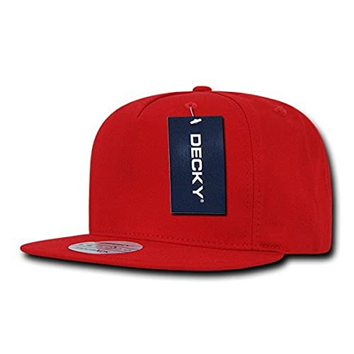 DECKY 1064-RED 5 Panel Cotton Flat Bill Snapback Red