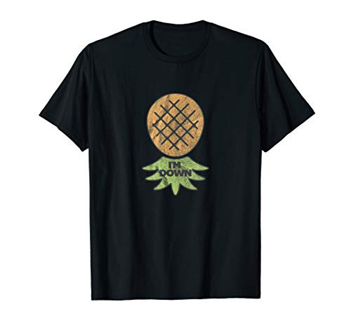 I'm Down Swinger Upside Down Pineapple Vintage Distressed T-Shirt