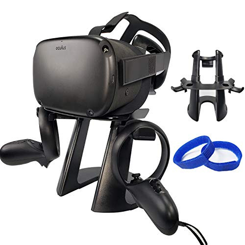 VR Stand for Oculus Quest 2 VR Headset Display Holder and Controller Holder Mount Station with Cable Velcro Strap for Oculus Quest-Quest 2-Rift-Rift S-GO-HTC Vive-Vive Pro-Play Station VR