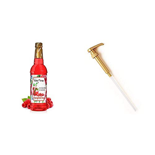 Jordans Skinny Syrups - Sugar Free Raspberry Syrup - Healthy Flavors with 0 Calories 0 Sugar 0 Carbs - 750ml-25.4oz Bottle  and  Syrup Pump - Fits 750ml Bottle