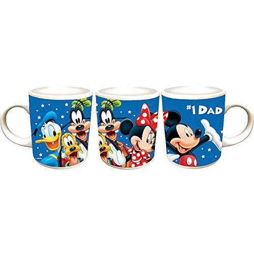 Disney Mickey Mouse  and  Friends"Number 1 Dad" Ceramic Coffee Beverage Mug 11oz - Blue