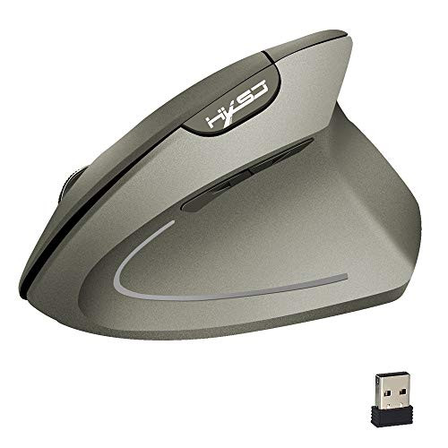 Wireless Mouse 2.4GHz Game Ergonomic Design Vertical Mouse 2400DPI USB Mice -Grey-