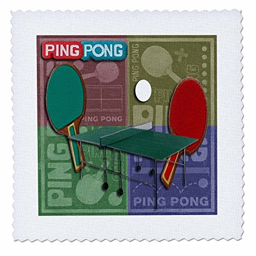 3dRose qs_16303_1 Ping Pong Primary Colors-Quilt Square 10 by 10-Inch
