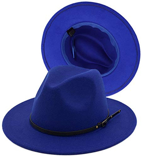 Guoo Women Belt Buckle Classic Fedora Hat Wide Brim Floppy Panama Hat Black Belt Buckle Wool Winter Hat A-blue Medium Guoo Women Belt Buckle Classic Fedora Hat Wide Brim Floppy Panama Hat Black Belt Buckle Wool Winter Hat A-blue Medium