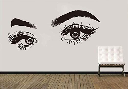 Beauty Salon Eyelashes Quote Wall Decal Stickers Make Up Eye Store Home Decor Murals AD15 -Black-