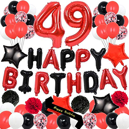 yujiaonly 49th Birthday Party Decorations-Happy Birthday Foil Ballons Banner Red Number 49 Happy birthday Sash Latex Balloons Perfect for 49 Years Old Party Supplies Balloons Number 49 Red yujiaonly 49th Birthday Party Decorations-Happy Birthday Foil Ballons Banner Red Number 49 Happy birthday Sash Latex Balloons Perfect for 49 Years Old Party Supplies Balloons Number 49 Red